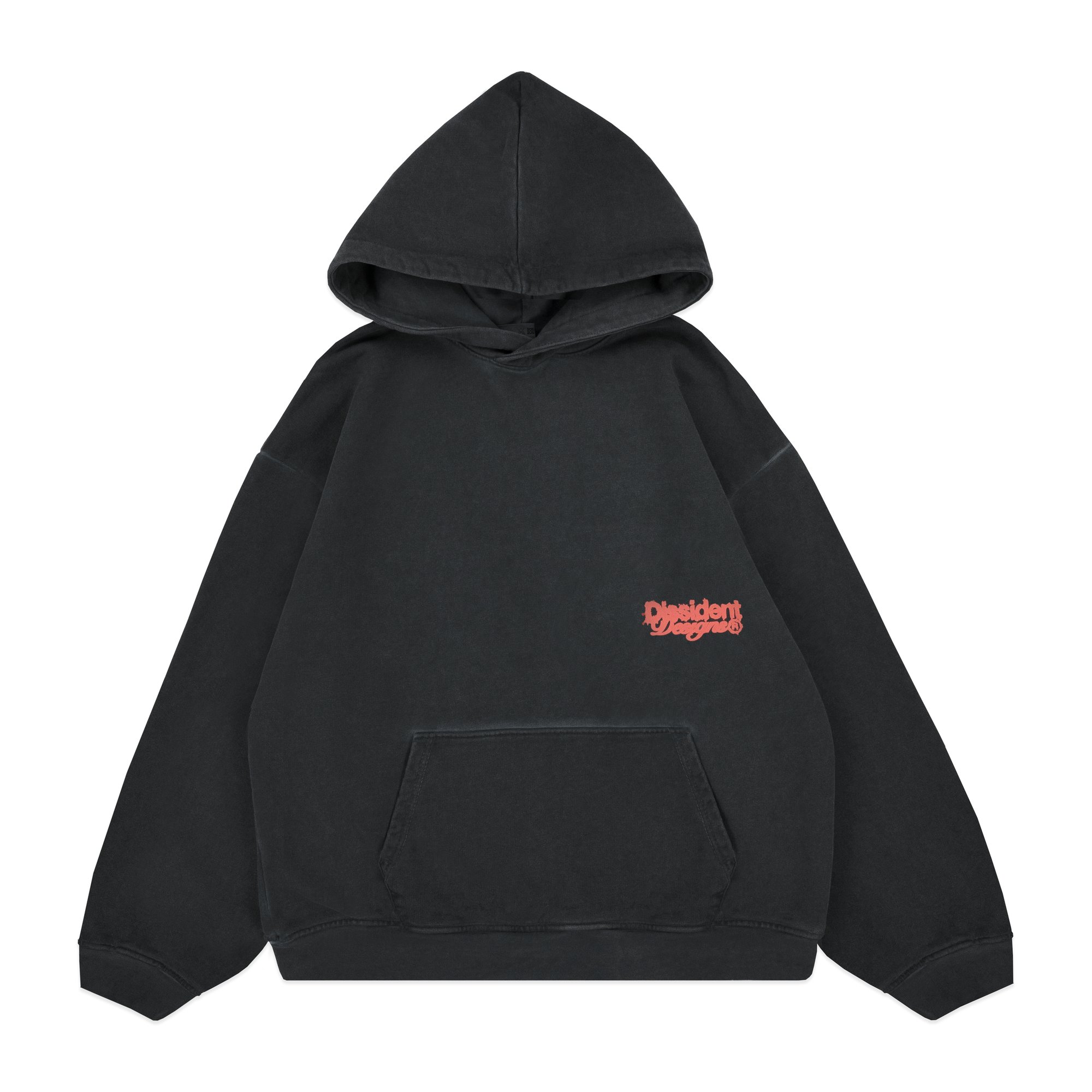 Dd Puffed Ink Dyed Hoodie In Asphalt